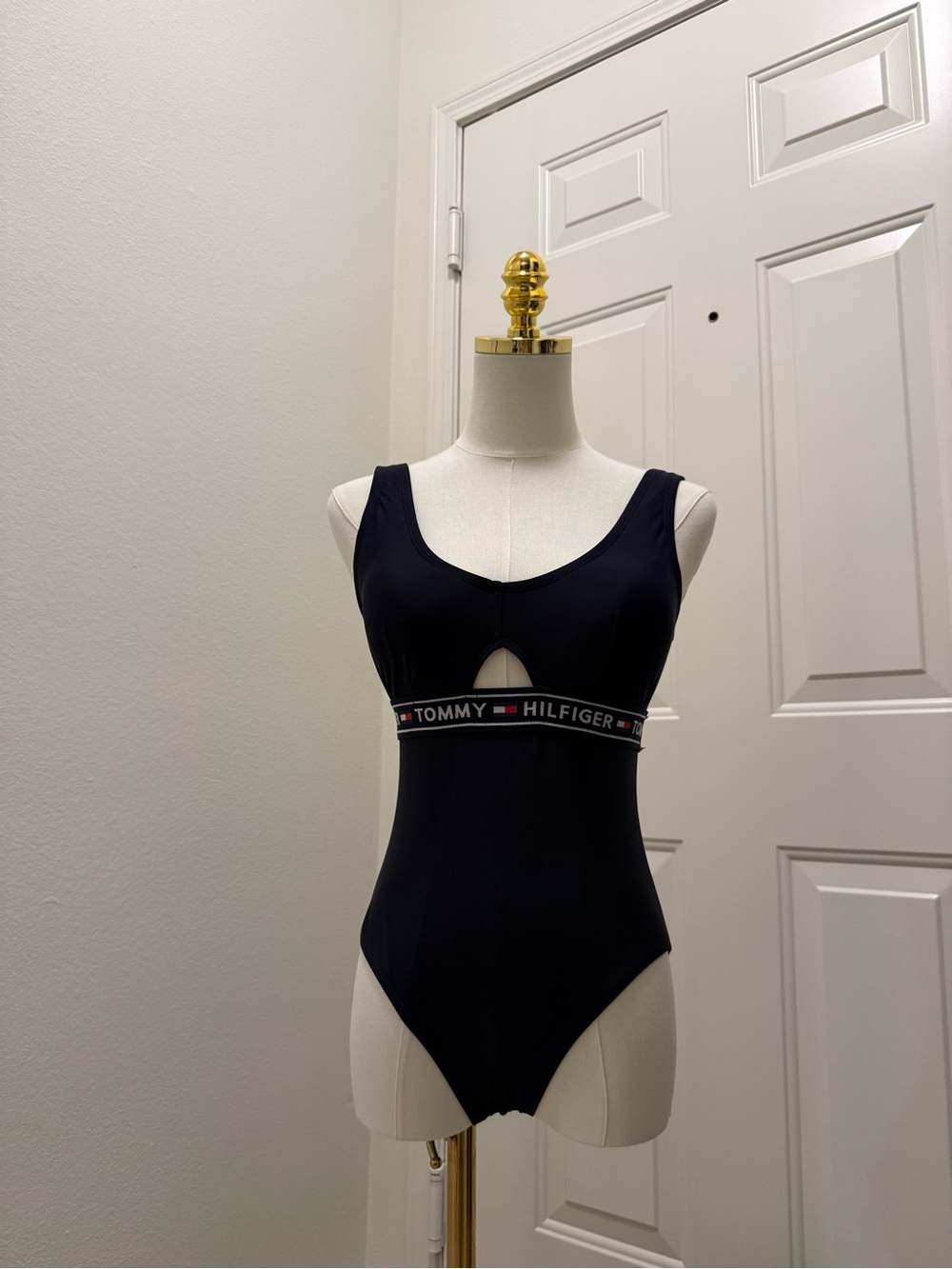 Tommy Hilfiger Black One-Piece Swimsuit with Logo Band